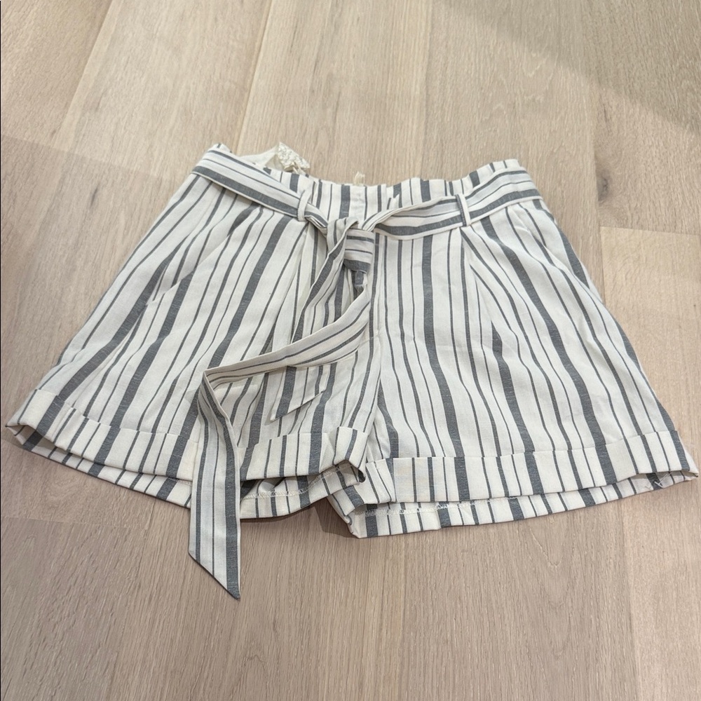 Mystree High Waist Striped Shorts - Black and White